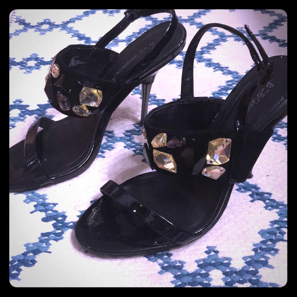 BCBG black velvet and patent leather Size 8